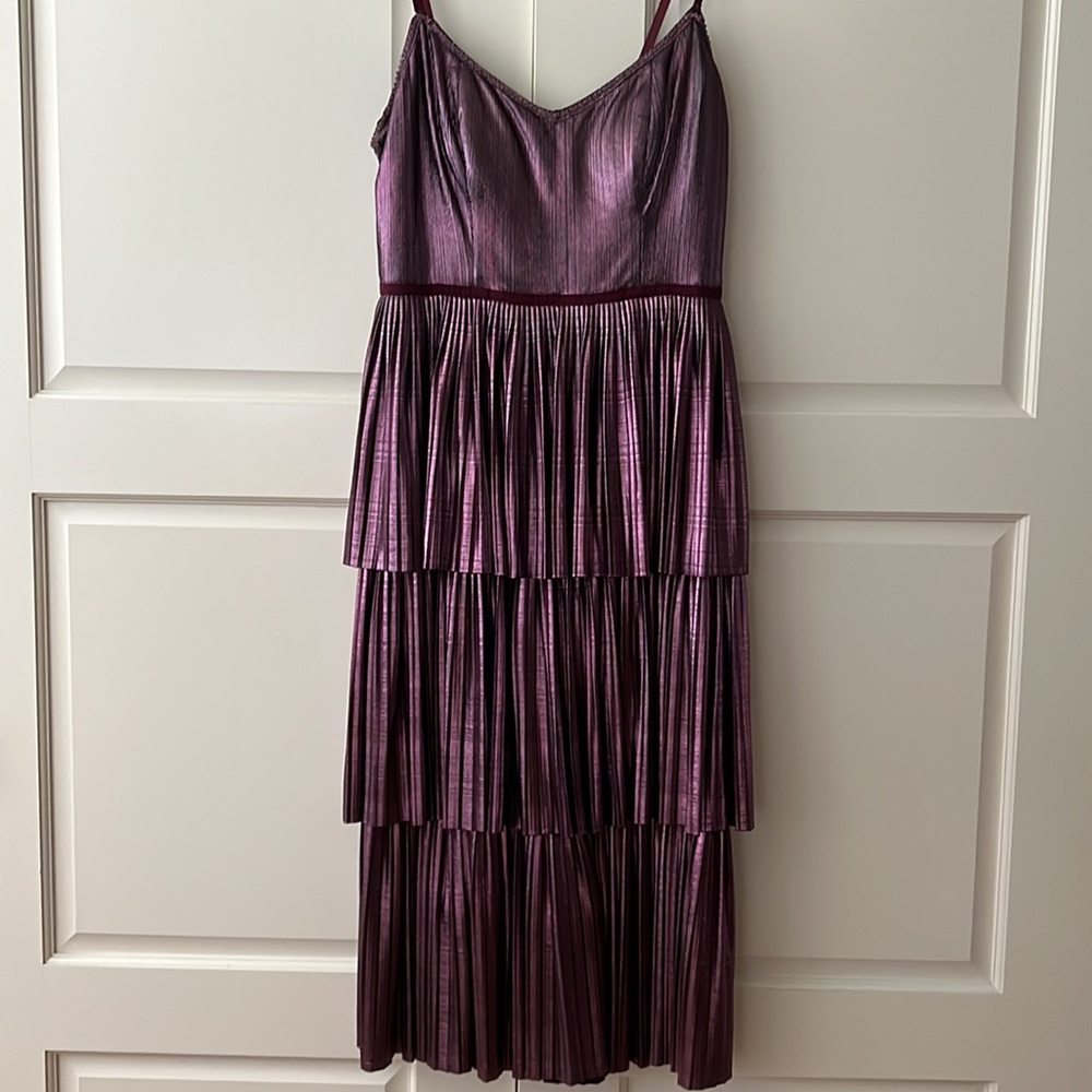 Marchesa Notte gown metallic deep purple eggplant 6 - Picture 9 of 16